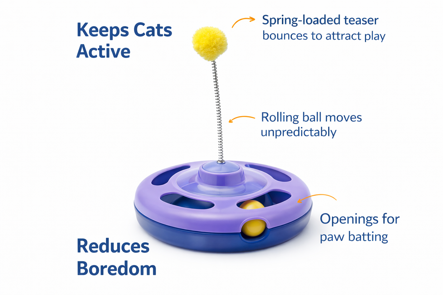 Interactive cat Playground Toy | Rolling Base & Teaser Wand for Active Play