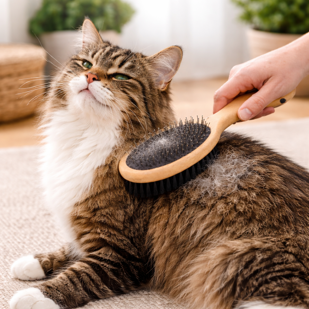 Wooden Pet Grooming Brush - Dual-Sided Gentle Deshedding & Coat Care