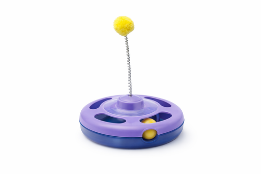 Interactive cat Playground Toy | Rolling Base & Teaser Wand for Active Play