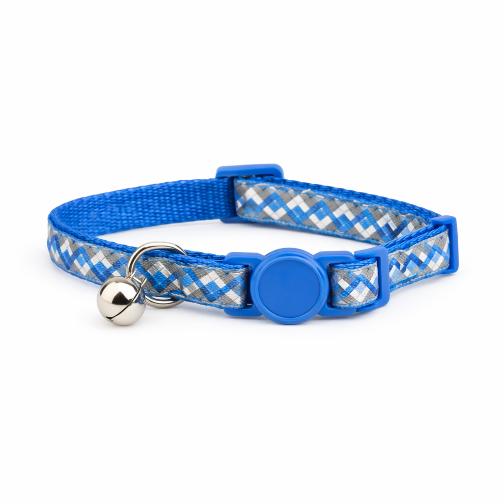 Reflective Zigzag Cat Collar - Adjustable Safety Breakaway Collar ( Blue)