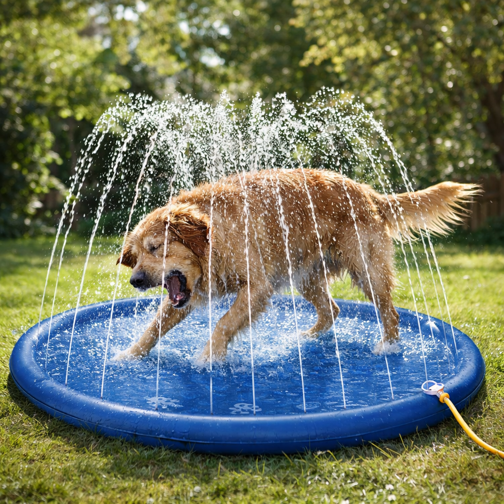 Pet Cooling Splash Sprinkler Mat – Outdoor Water Play Pad for Dogs & Pets (100cm)