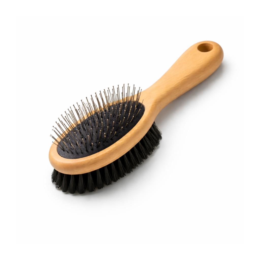 Wooden Pet Grooming Brush - Dual-Sided Gentle Deshedding & Coat Care